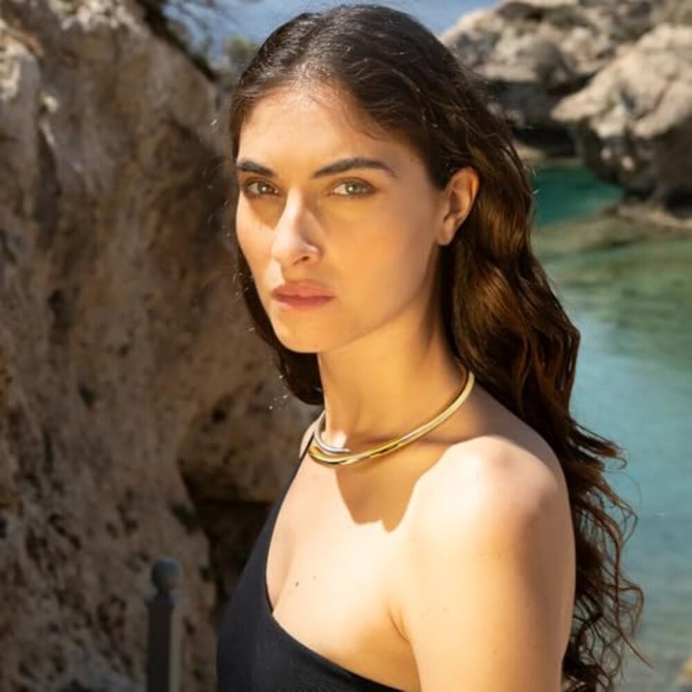 Hinged Open Cuff Statement Necklace Minimalist Mi… - image 7